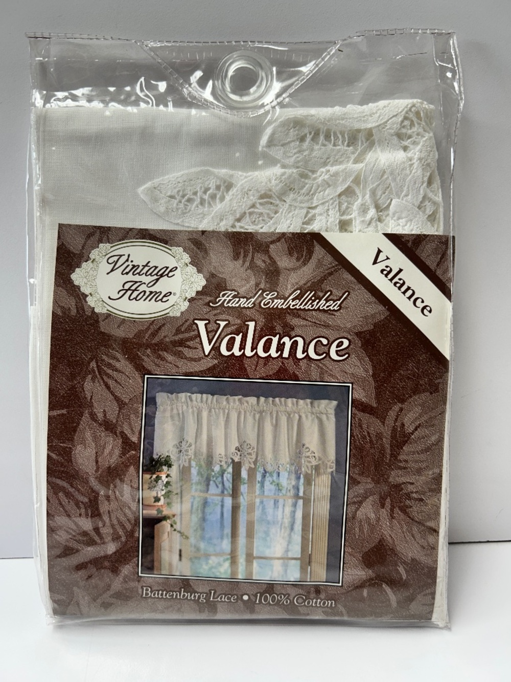 Vintage Home Hand Embellished Battenburg Lace Valance 60" x 14" 100% Cotton NOS